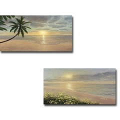 Beach Bliss & Peaceful Waters by Romanello 2-pc Canvas Art Set (24 x 48 in each)