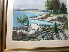 Frederick Childs (1908 – 1978) „Coastal Landscape“ Pastel Painting-Signed/Framed
