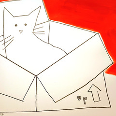 Original Cat Portrait Orange 14×11 Acrylic on Paper Abstract Modern Art