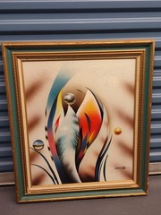 Modern Abstract Contemporary Oil On Canvas Painting Signed Havanzy