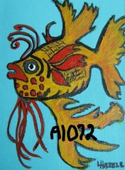 A1238 ORIGINAL ACRYLIC ACEO PAINTING BY LJH „PUFFER FISH“