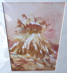 Jacek Polak Original Art Painting Signed Water Color On Paper Stack Volcano 1991