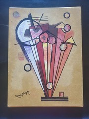 Handpainted Canvas Signed Inspired By Wassily Kandinsky’s On The Points 12 X 16