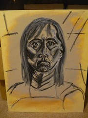 Original Oil Painting–Artist Self portrait–canvas board–Giacometti inspired