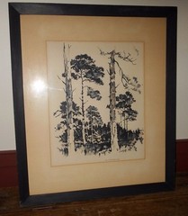 VINTAGE FRAMED 24 1/2″ x 21″WATERCOLOR PAINTING OF OLD TREES BY R. ANDERSON