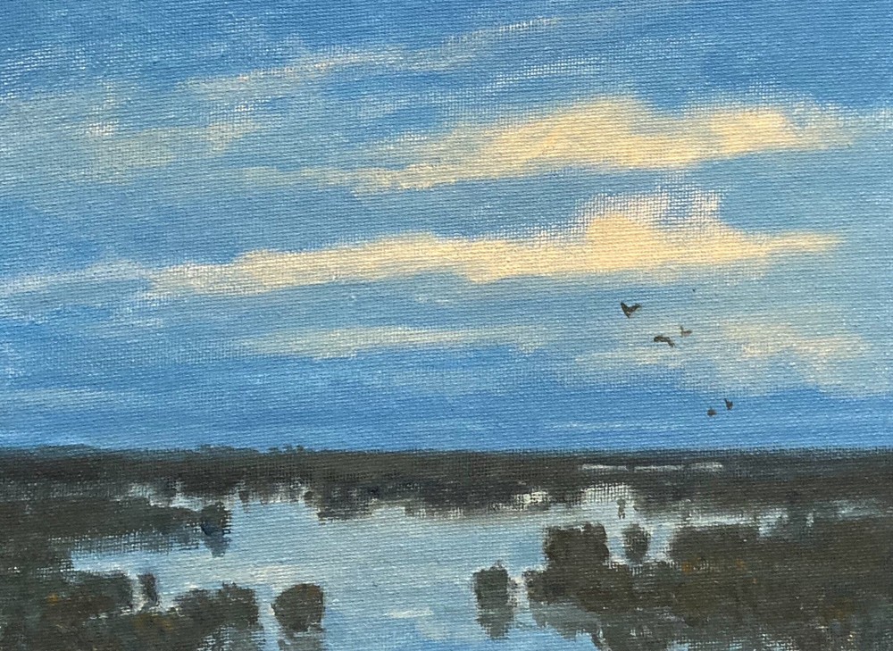 Twilight Wetlands Realism Landscape OIL PAINTING ART IMPRESSIONIST Original