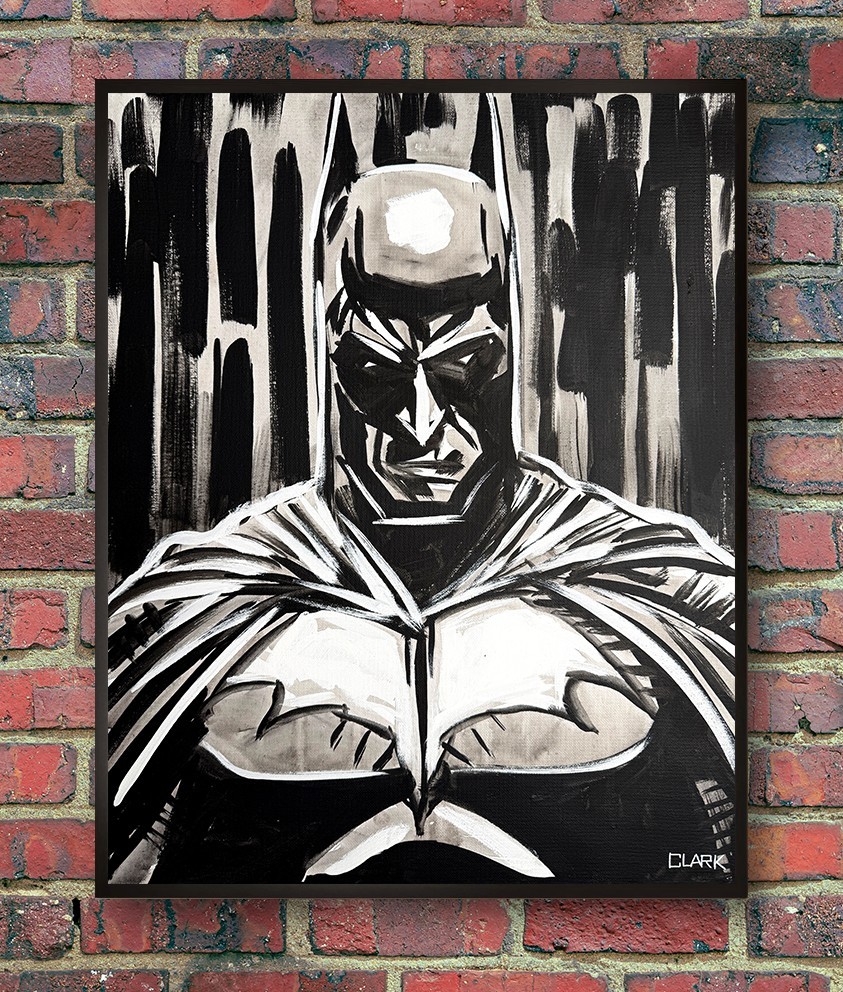 Unique Dark Knight Batman Portrait – 20×16″ Acrylic Painting On Stretched Canvas