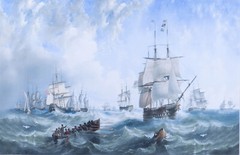 British Navy English Channel Fleet in Heavy Weather 35″ Painting Canvas Print