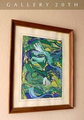INCREDIBLE! MID CENTURY ORIG ABSTRACT PAINTING! MANNER OF VAN GOGH ART GREEN VTG