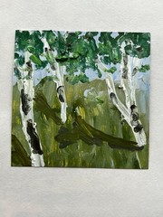 Glacier Bay Area Birch Woodland Artwork for Peaceful Modern Home Framed Painting
