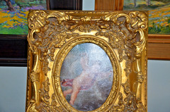 Vintage Cherub Painting in an ornate Baroque-style frame 18.5″X16.5″ – signed