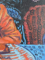 Excellent masterpiece, oil on OLD CANVAS, signed YAYOI KUSAMA