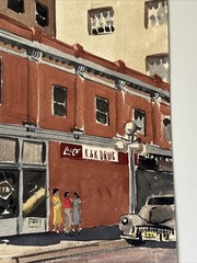 Antique Painting Wpa Regionalism American Urban Street Scene Edwin Jaquet Texas