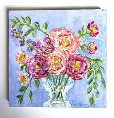 One-of-a-Kind Roses Wall Art Vibrant Impasto Acrylic Floral Painting