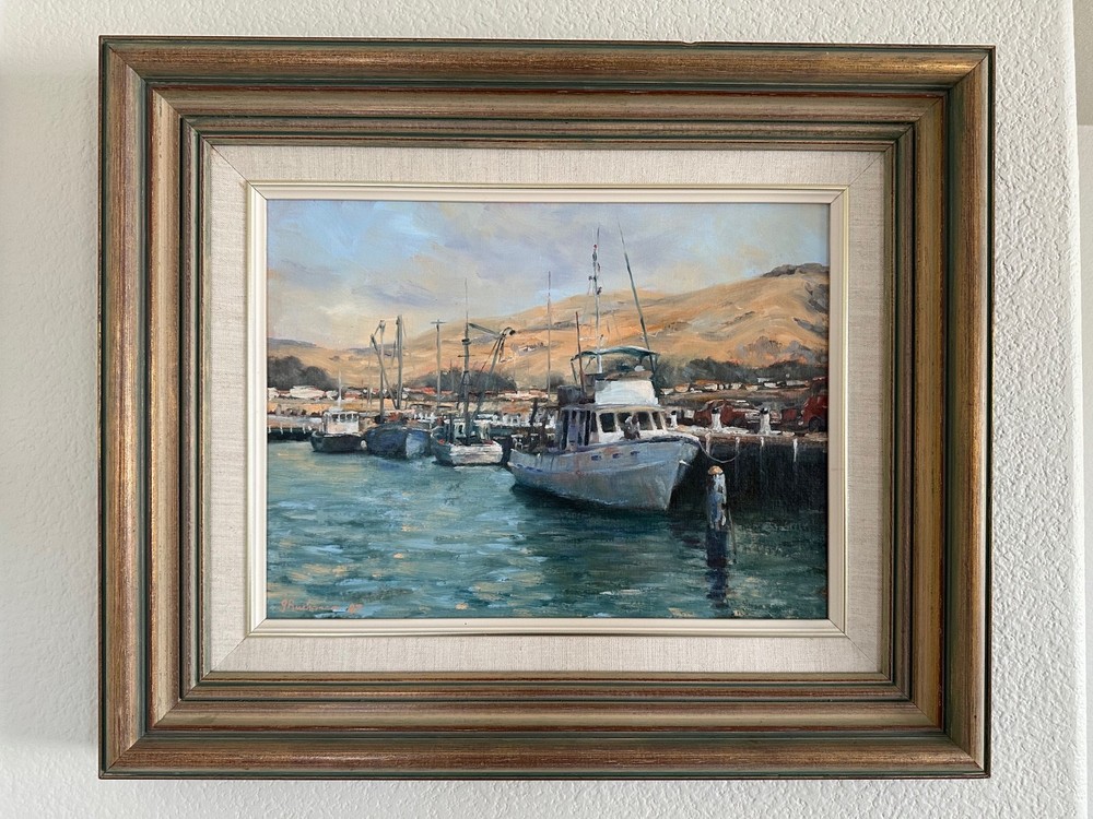 “Apollo Bay Harbor” Seascape Oil Painting Australian Artist John Buchanan (1987)