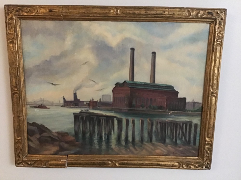 Antique New York City Painting by Arthur Frischke (1893-1970) Oil on Canvas