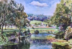 Watercolor Painting Silence Nature Litvinov Original Wall Hanging Decor n1411AAA