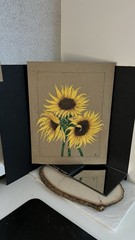 Original Realism Sunflower Floral Painting on Recycled Board, Unframed 8.5”x11”