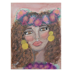 Original Expressionism 9×12 Hazel Chocolate Woman Acrylic Abstract Painting