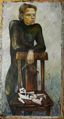 Ukrainian Soviet Oil Painting cubism portrait avant-garde puppeteer marionette