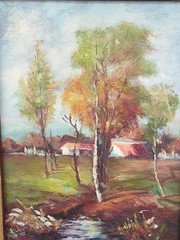 original landscape oil painting signed framed 24 1/2 X 20 1/2″