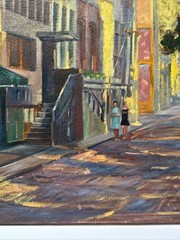Antique Impressionist Painting Urban Landscape City Streets Wpa Large Oil Scheu