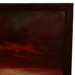 WALTER TEUNINK Original Vintage Signed Landscape Seascape Red Clouds Painting