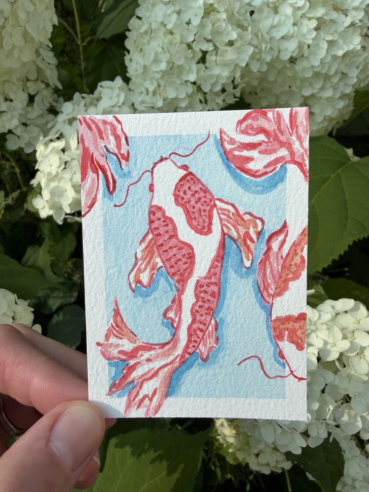 ACEO Original koi fish abstract water animal illustration by KC_ART_ME