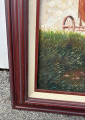 Vtg Stagecoach & Horses Oil Painting Signed Walter Framed & Matted 25×29 Western