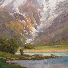 Jeff Love Art Original Oil Painting Western Landscape Snowy Mountain Glacier