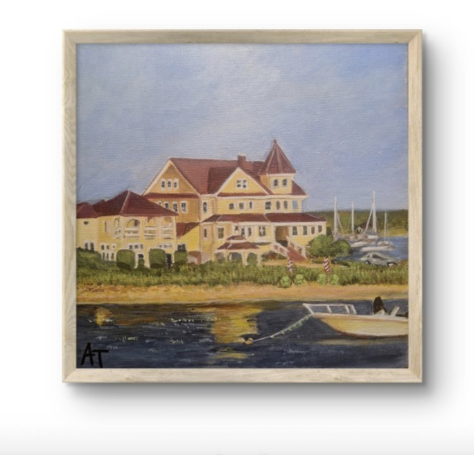 Original Contemporary 10×10 Acrylic Painting Vacation Hideaway Earth Tones…