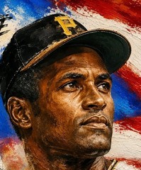 8×10 WallArt Abstract Painting Roberto Clemente Print