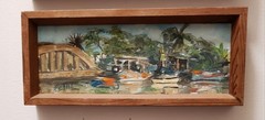 1966 BEVERLY FETTIG Palette Knife Oil Painting Hawaii Framed Signed Art Set Of 4