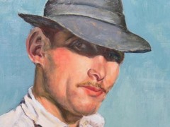 Australian Portrait of Artist Circa 1950 Oil Signed with Monogram LMG