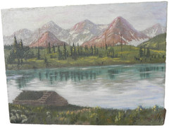 Colorado art old c.1940 painting Needle Mountains Silverton signed C.H. Rising