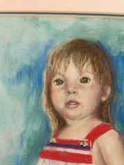 Vintage Original Portait Painting Girl Barefoot Oversize Shoe 1991 Signed 11×15