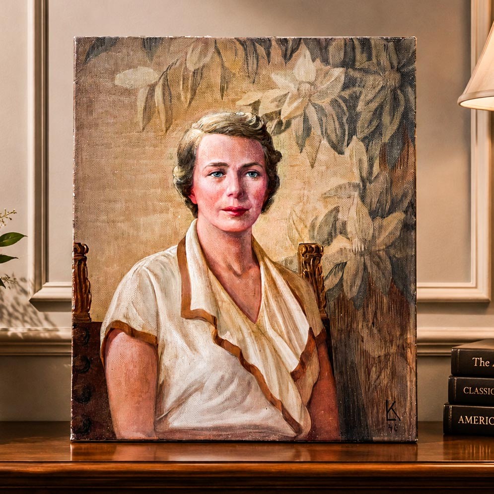 Elegant Antique Female Woman Portrait Oil Painting Traditional Wall Art