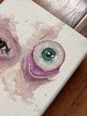 Original Painting Art Eyeball Eyes Oil On Wood Surreal Austin Texas 1/1 Artist