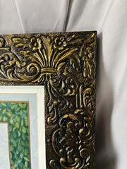 Original Art by Teresa Frazier 19 x 16 Framed Swan with Baby Chics Pink Flowers