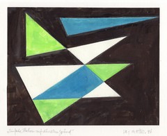 Great JOSEF MATHIS Original Hand Signed Painting „Triangle Formation“ Framed COA