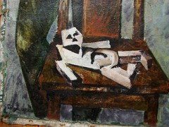 Ukrainian Soviet Oil Painting cubism portrait avant-garde puppeteer marionette