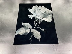 White Rose Minimalism Art Print 8.5×11”, Contemporary, Victorian Wall Decor