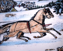 Hand Colored RARE Currier & Ives ARTINI ENGRAVING ‚THE ROAD WINTER‘ Framed 17.5″