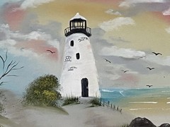 original Art signed lighthouse landscape