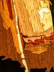 Wine still life wood home decor kitchen wooden wall art boho style marquetry