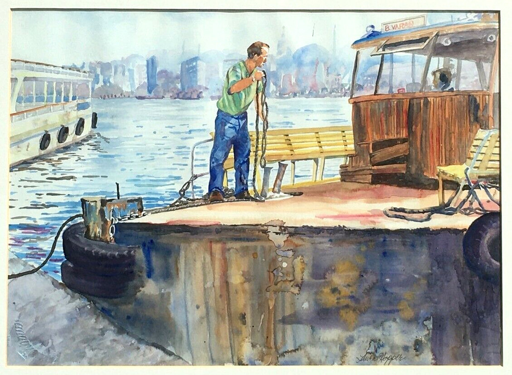 Original Tug Boat Watercolor by: LAURA HOPPER. Colorful-Detailed-Excellent.