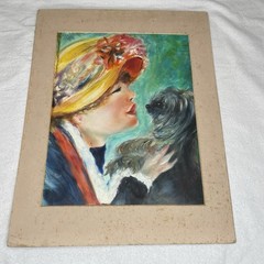 Lot Of 2 Original Portraits Young Woman & Dog; Young Man Acrylic On Canvas 11×14
