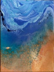 Original Resin Beach Abstract Art Wood Decor Signed Artist Tracy Eau Claire #14