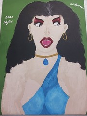 FEMALE PORTRAIT PAINTING 12×16 TITLED (MAD MYRA) A BRIGHT PORTRAIT IN ANGER