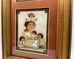 Storyteller Dolls by Laverne Elliot art and pottery 14.5” X 8.5” X 2” shadowbox